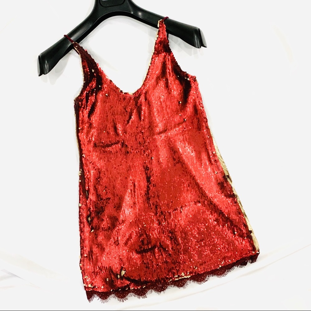 FREE PEOPLE  Double Sequin Mini Dress XS